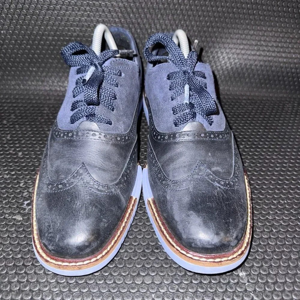 Cole Haan Blue Leather Suede Wingtip Oxfords Dress Shoes Lace Up Men’s Size 8.5M